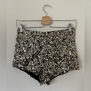 H&M Gold Sequin High Waist Shorts